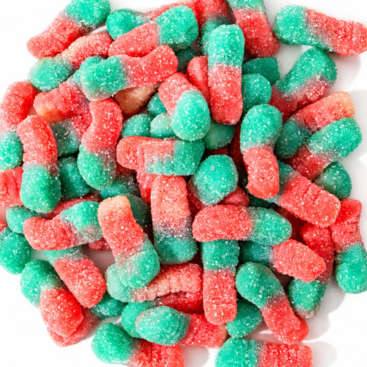 Custom Red & Blue Short Sour Gummy Worms – Bulk Pack