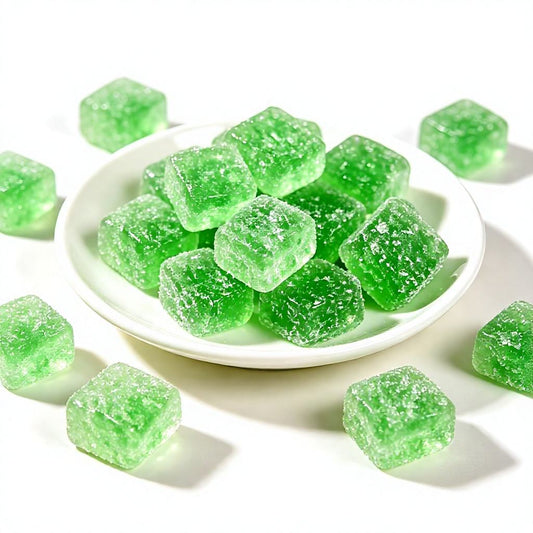 Custom Green Sugar-Coated Gummy Cubes – Bulk Pack