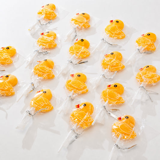 Yellow Duck-Shaped Lollipops – Individually Wrapped