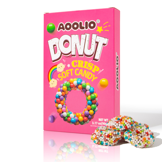 AOOLIO Box Sour Donut Clusters Fruity Flavored Multi-Colored Circular Ring Jelly