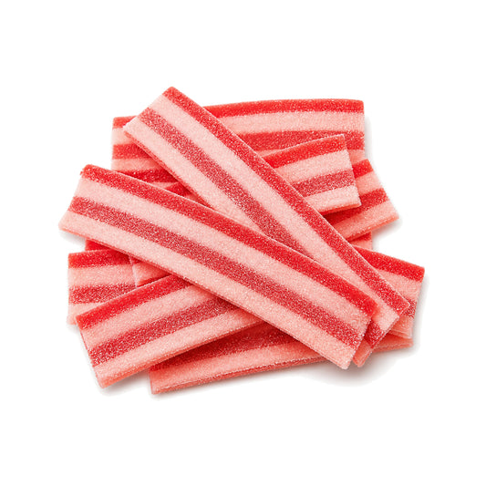 Custom Cherry Red-and-White Sour Belts – Bulk Pack