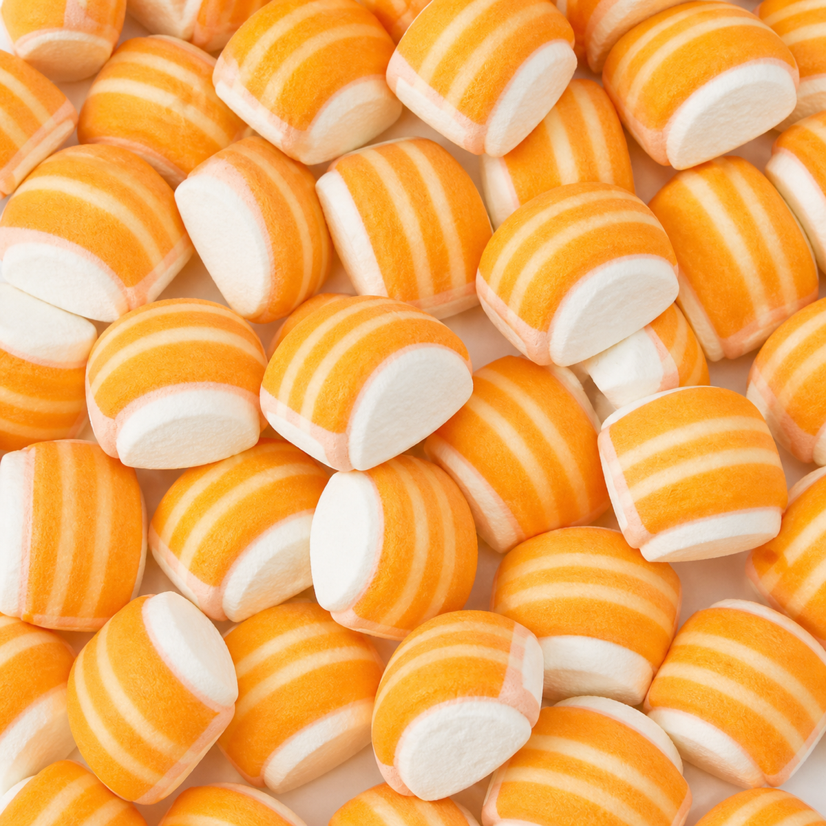 Custom Orange-Striped Sushi Marshmallows – Bulk Pack