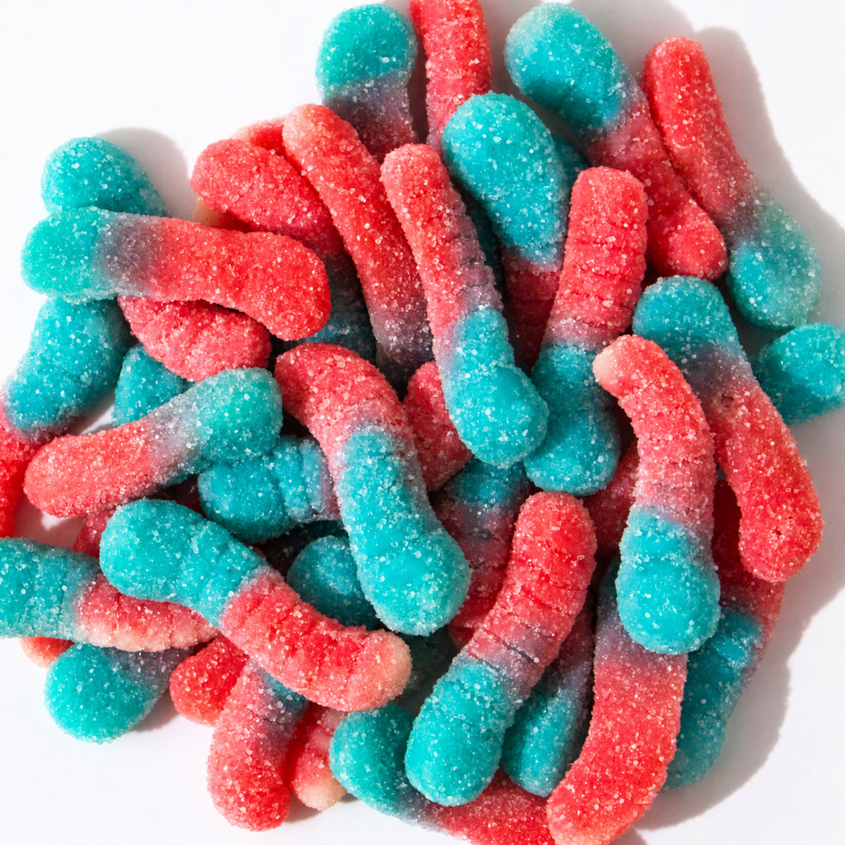 Custom Red & Blue Sour Gummy Worms – Bulk Pack
