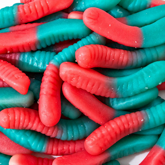 Custom Red & Blue Gummy Worms – Bulk Pack