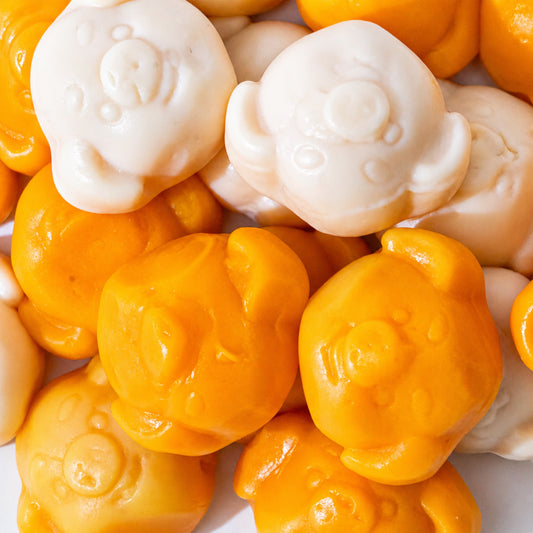 Custom Orange & White Animal-Face Gummies – Bulk Pack