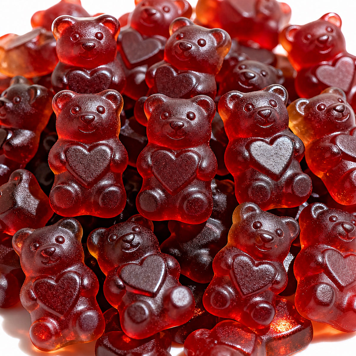 Custom Dark Red Heart Gummy Bears – Bulk Pack