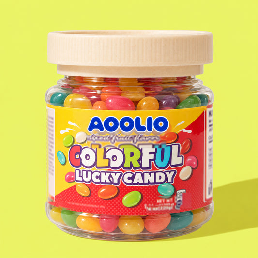 AOOLIO lucky candy jelly beans in a clear jar