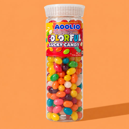 AOOLIO lucky candy jelly beans in a clear tall tube